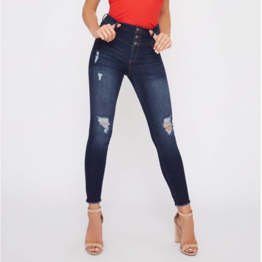 Charlotte Russe high rise distressed skinny jeans